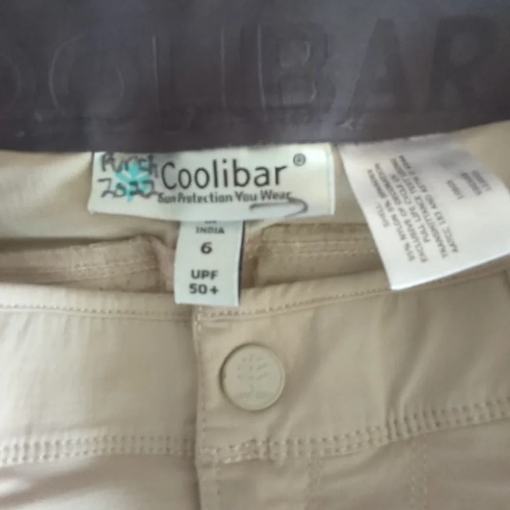 Coolibar Highlander Hiking Pants Women's 6 Beige UPF 50 Zip Pockets Stretch Gorp
